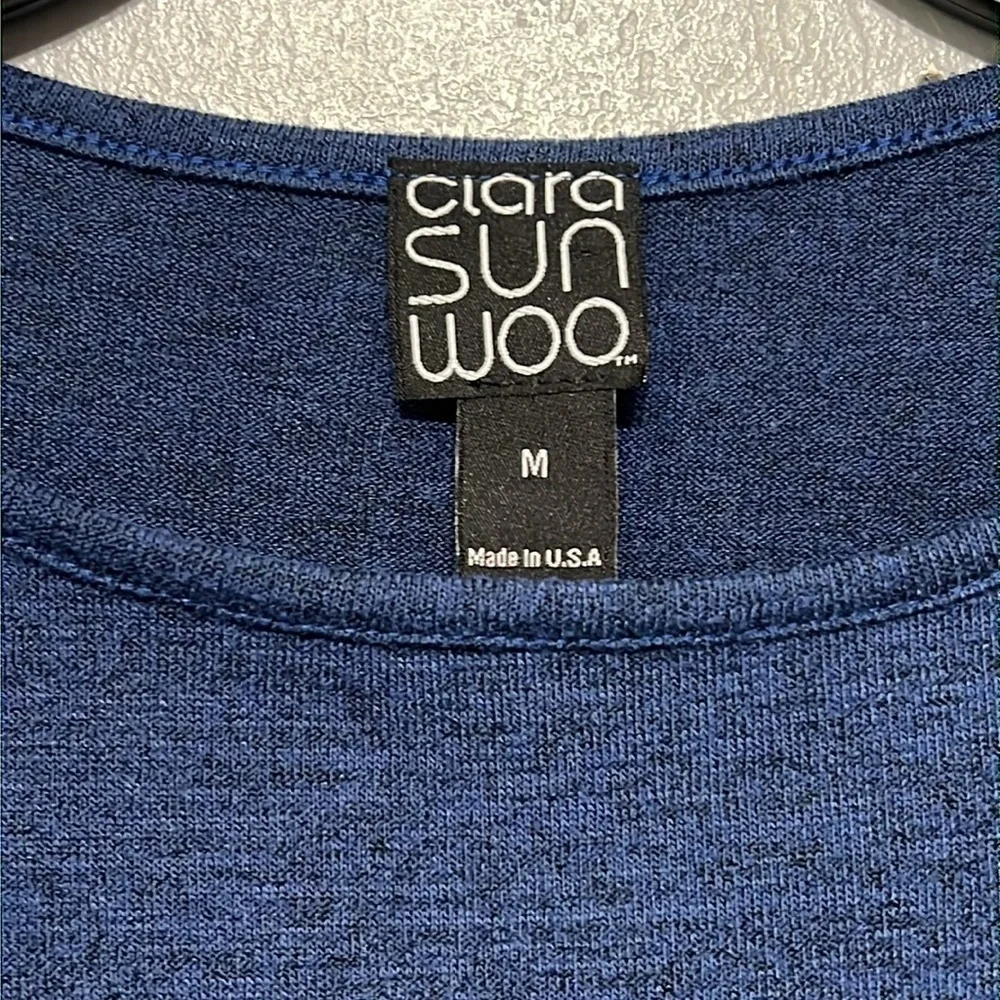 Clara Sun Woo Luxe Stretch Boyfriend Sweater Blue M Loose Lightweight Tunic